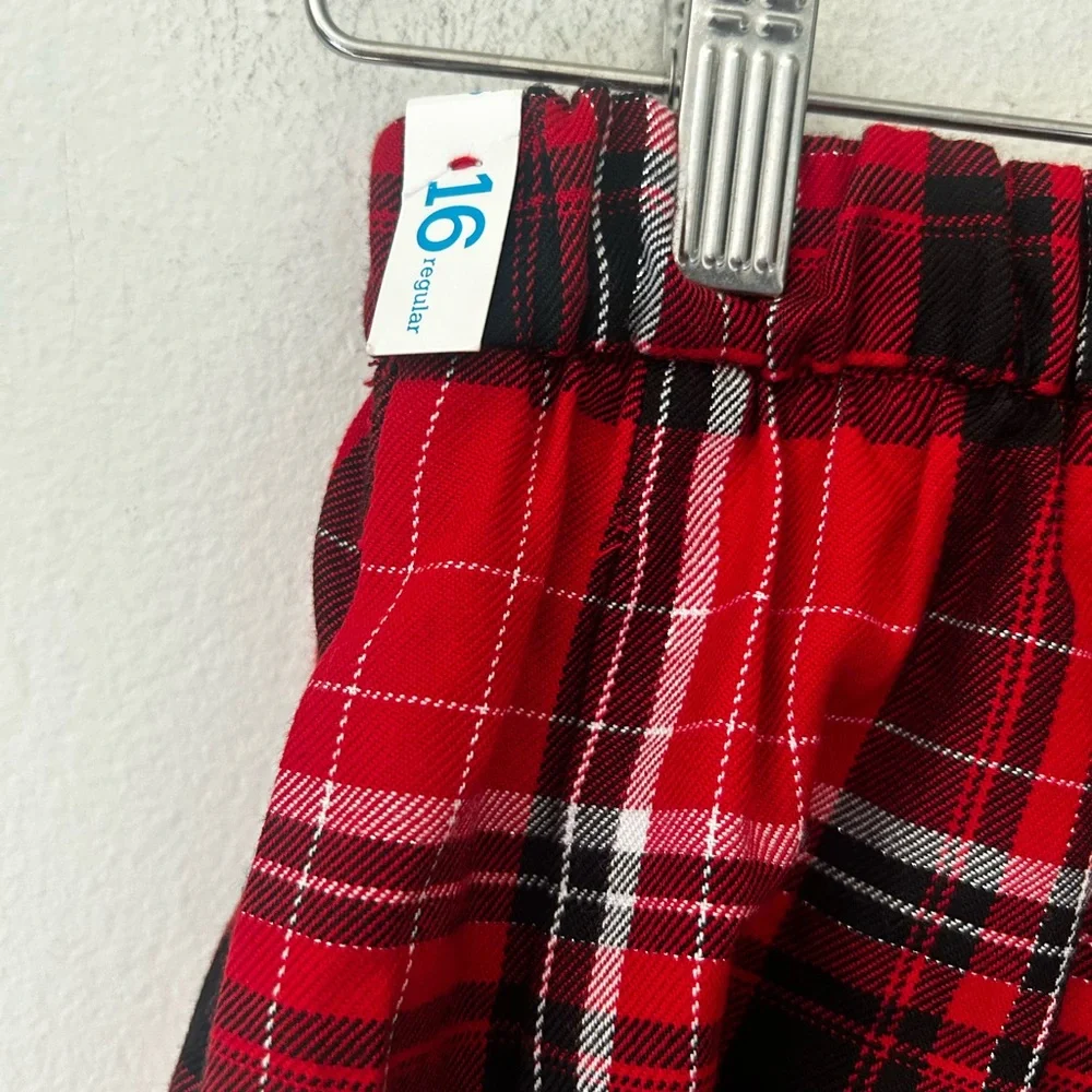 ⭐️ NEW Justice Girls 16 Red Black Plaid Skort with Belt Accent